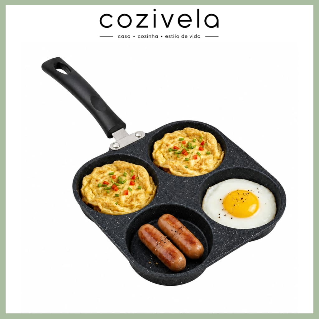 Frigideira Antiaderente 4 Em 1 Para Ovos, Hambúrguer e Omelete Multifuncional