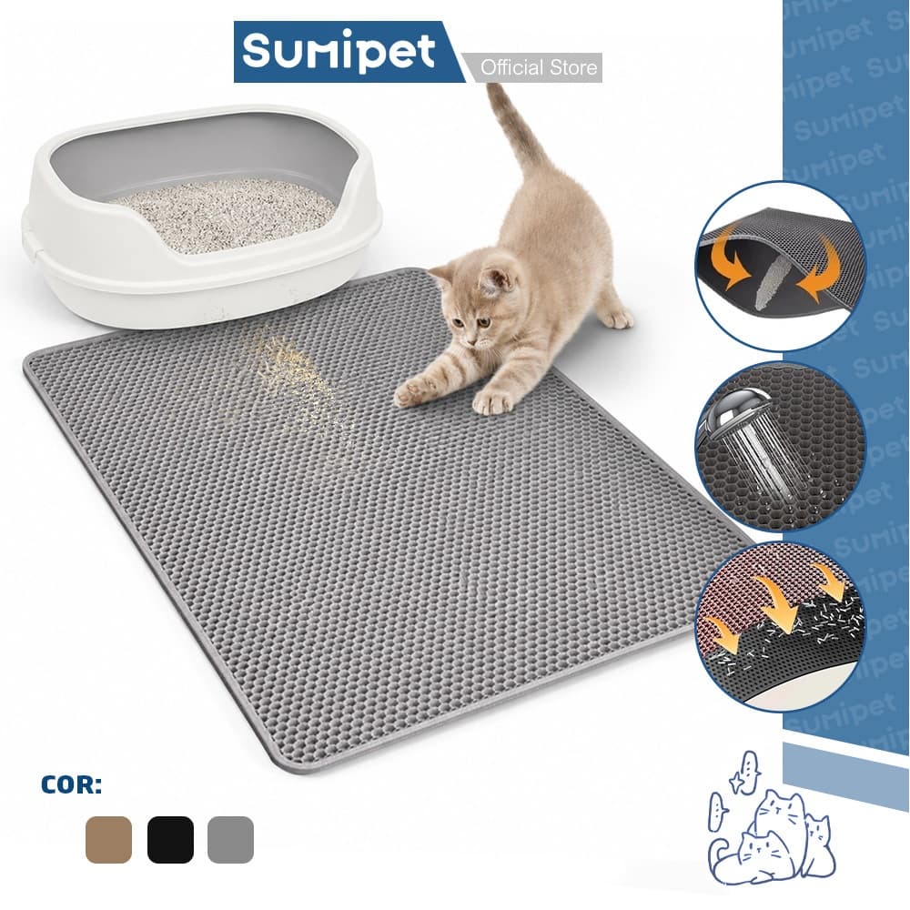Tapete Higiênico EVA Coletor de Areia para Gatos Lavável Dupla Camada Impermeável Antiderrapante