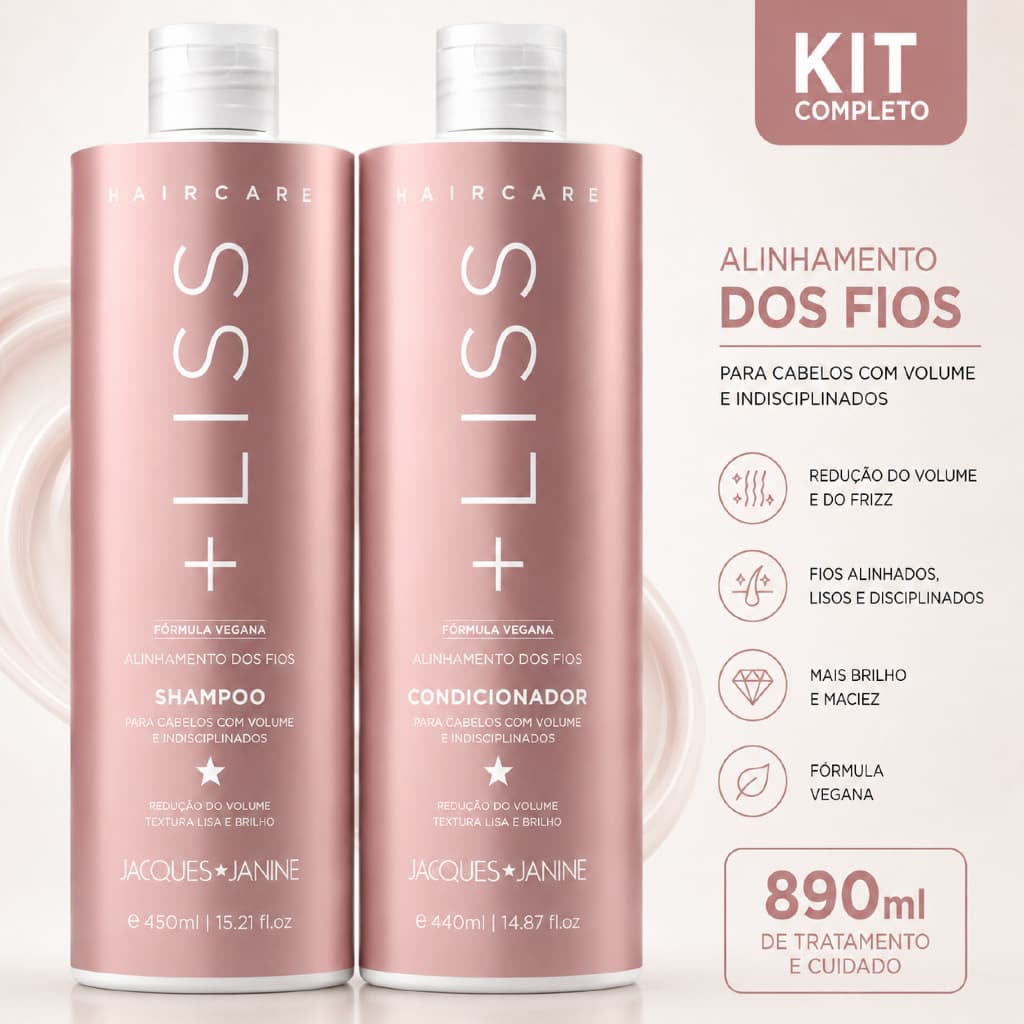 Kit Hair Care Liss Shampoo e Condicionador 450ml Jacques Janine Kit Cabelo Shampoo Condicionador