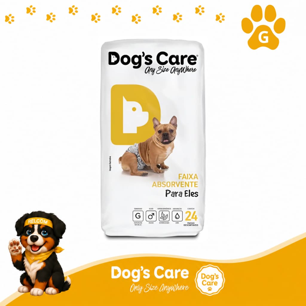 Fralda higiênica cães Pet descartável para cachorro Macho G  kit 24 unidades Dogs care