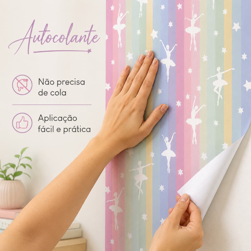 Papel de parede adesivo menina infantil  para quarto - Bailarina - Autocolante  Fácil Aplicação