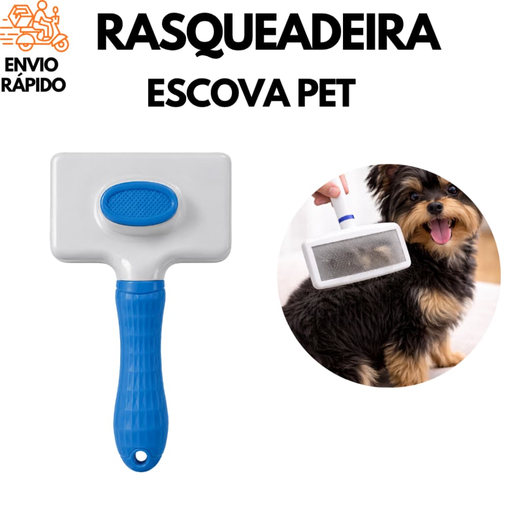 Escova Pet Profissional para Cães e Gatos Remove Pelos Mortos e Nós Grande G