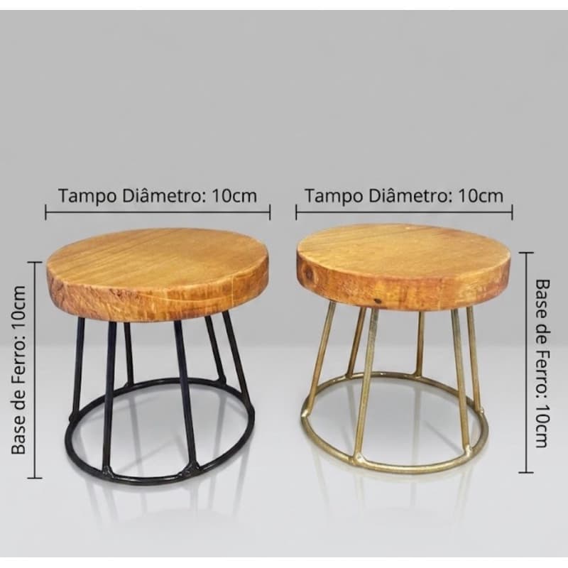 Centro de Mesa Rústico Suporte Para Vaso Suculenta e Cupcake Mini Pedestal 10Unidades
