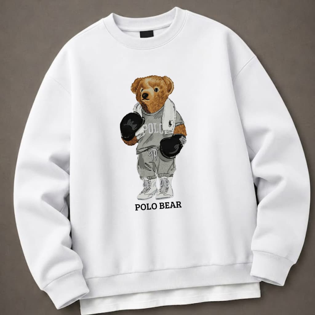 Moletom Careca Masculino Inverno Quentinho Urso Polo Bear 100% Algodão Gola Redonda Diversas Estampas