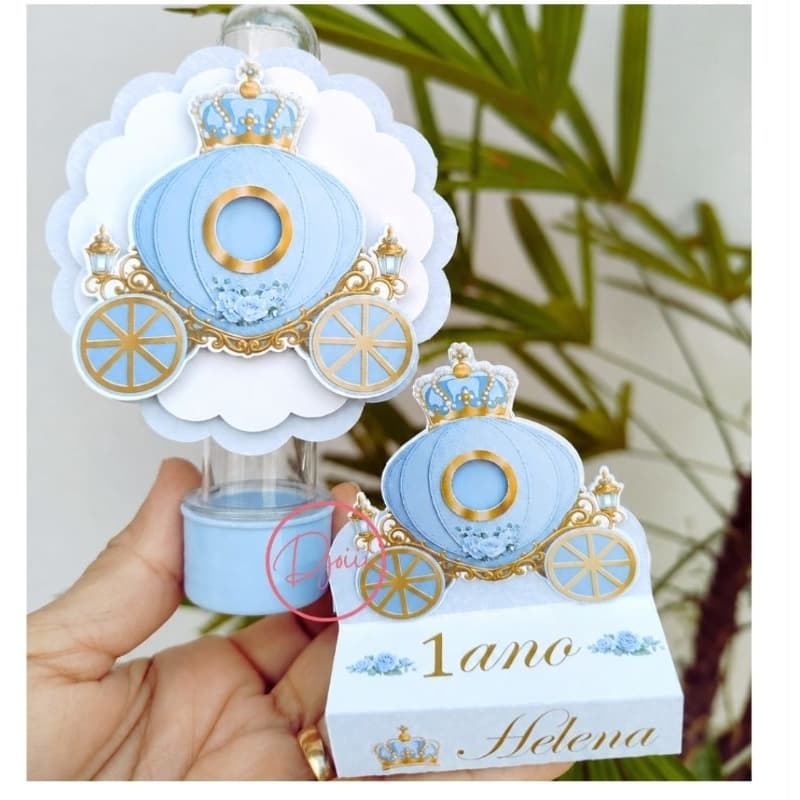 KIT TUBETE E PORTA BIS DUPLO REALEZA CINDERELA, CARRUAGEM PRINCESA PERSONALIZADO, LEMBRANÇA ANIVERSÁRIO/MIMO ANIVERSÁRIO