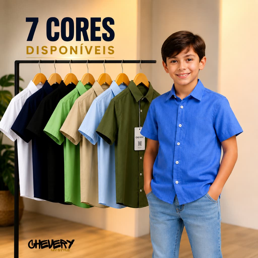 Camisa infantil menino social linho manga curta várias cores tamanho 4 6 8 10 12 14