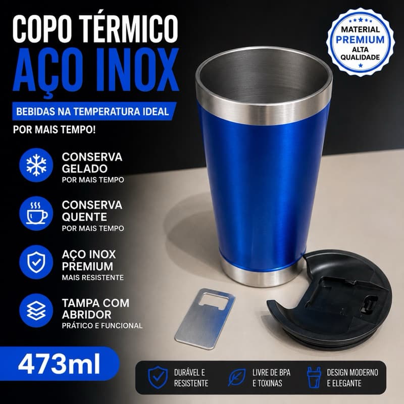 copo térmico para bebidas quentes e frias