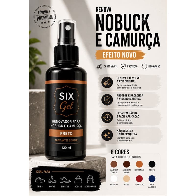 RENOVADOR NOBUCK E CAMURÇA – EFEITO IMEDIATO | RESTAURA, HIDRATA E REVITALIZA CALÇADOS 100ML