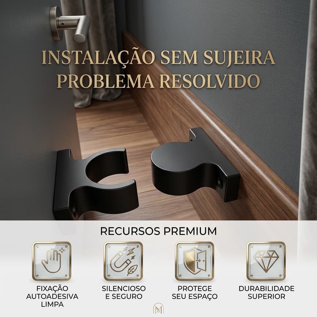 Prendedor Batedor Trava Fixador Porta Super Forte Adesivo Dupla Face 3M