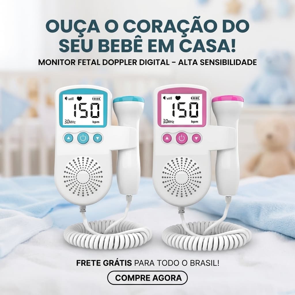 Aparelho Doppler Fetal Portátil 3.0MHz Tela LCD Áudio HD Monitor