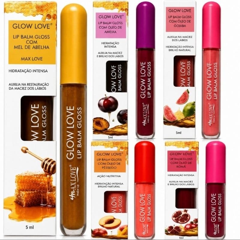 Lip Balm Gloss com Mel de Abelha e Frutas Max Love - Hidrata os Lábios