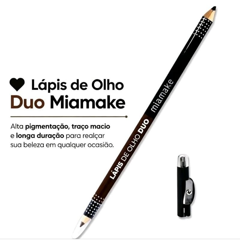 Lápis de Olho Duo Miamake 2 Em 1 Preto e Marrom – Precisão, Pigmentação e Durabilidade