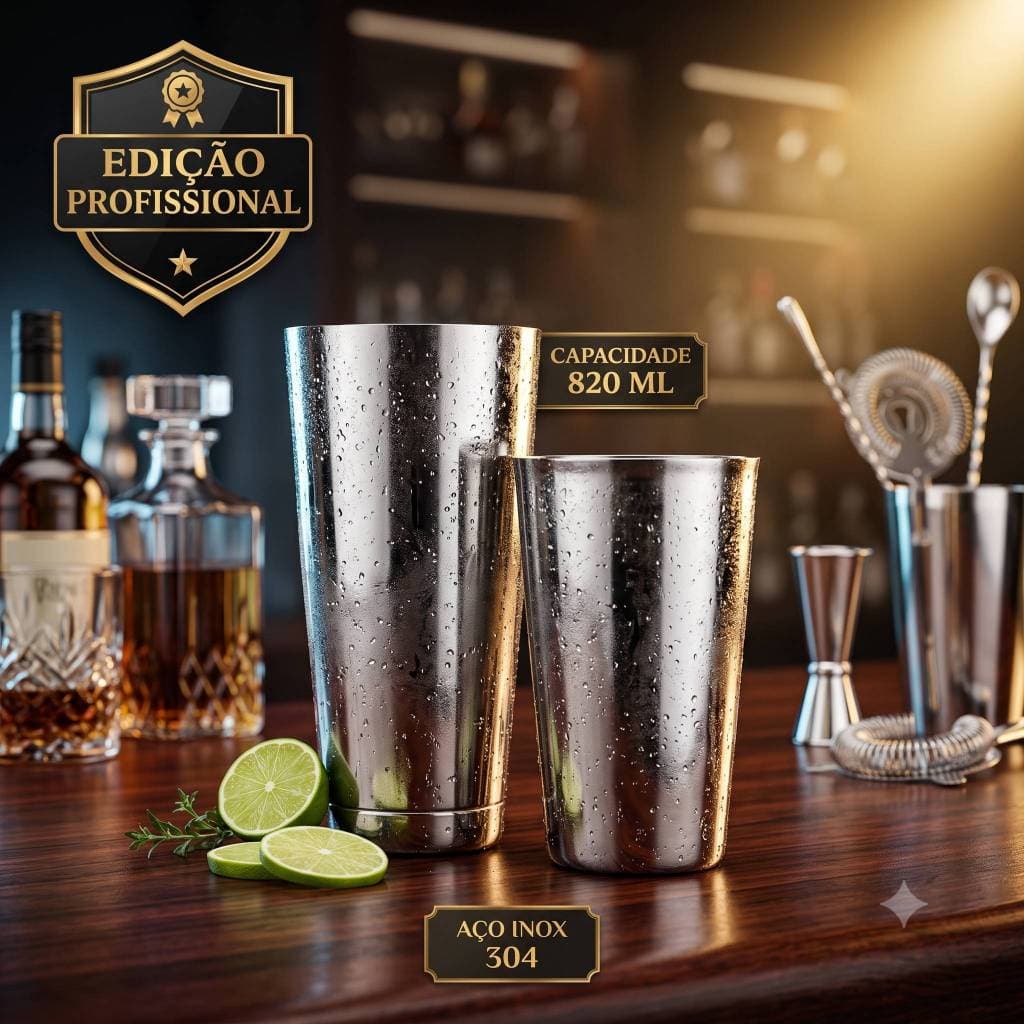 Coqueteleira Boston  Inox 820ml Profissional Copo Bartender Drinks Bar Misturador Encaixe perfeito