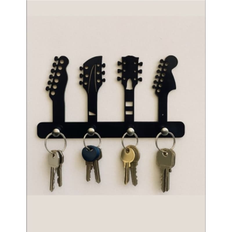 Porta Chaves Instrumentos Musicais Preto - Decoração Rock