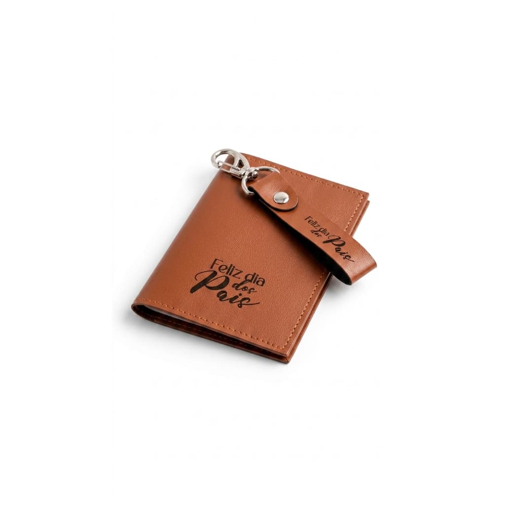 Kit Carteira Porta Cartão + Chaveiro Dia dos Pais Em Courino Premium | Slim | Porta Documentos RG CNH | Presente Ideal
