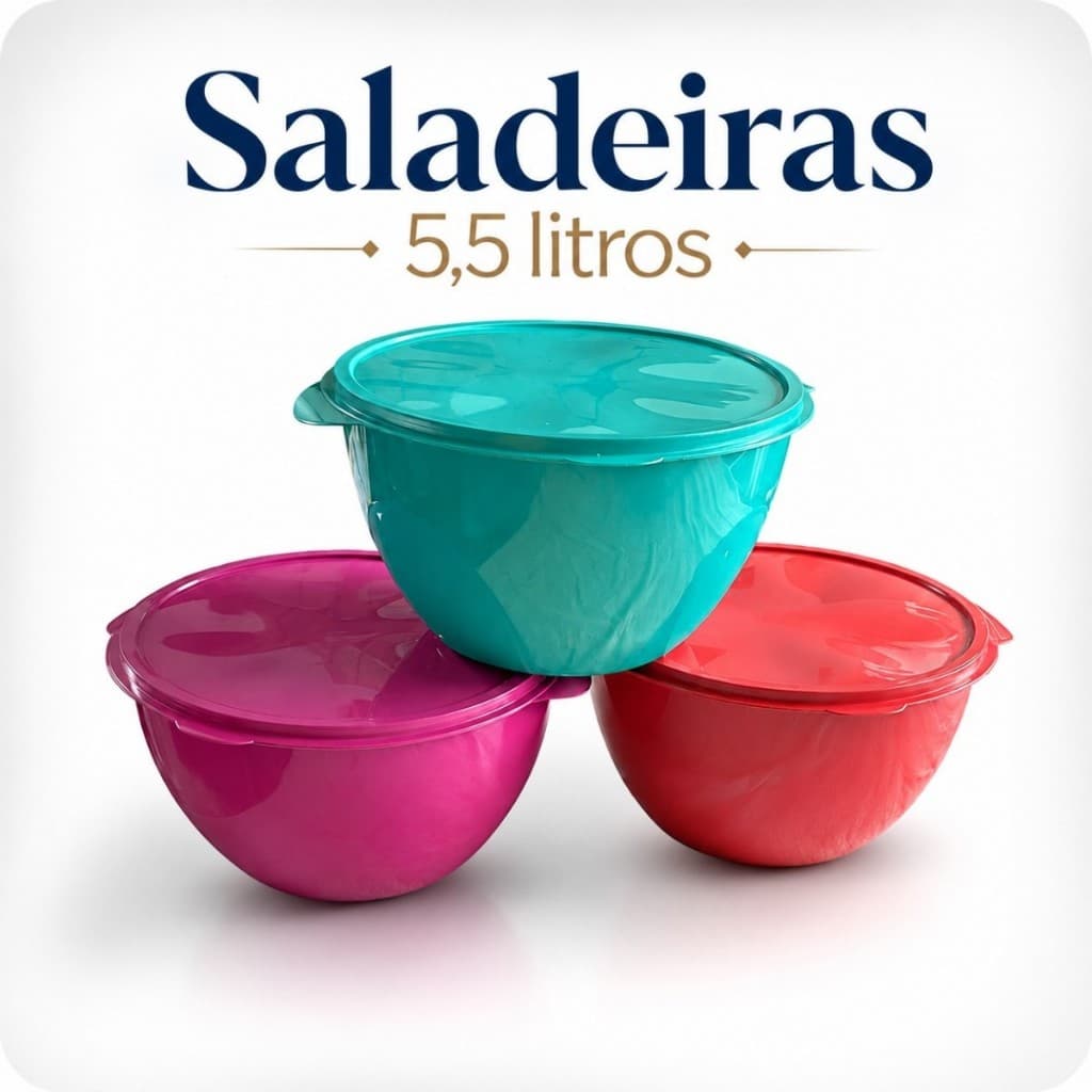 Kit 3 Saladeiras 5,5 Litros Bacia Pote Multiuso para Almoços Churrascos Petiscos