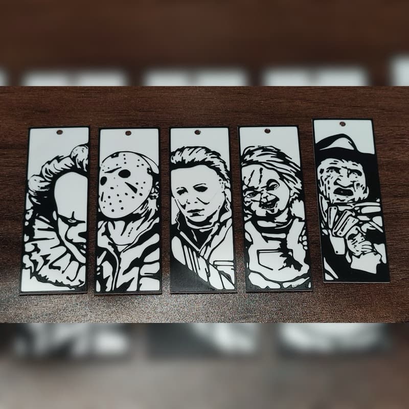 Marcador de Página Filmes de Terror Michael Myers, Jason, Chucky, Freddy e Pennywise BookMark