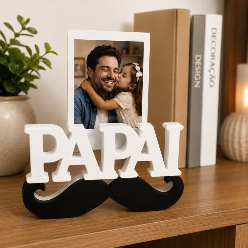 Porta Retrato Papai Personalizado | Presente Dia dos Pais | Decoração em PLA 3D