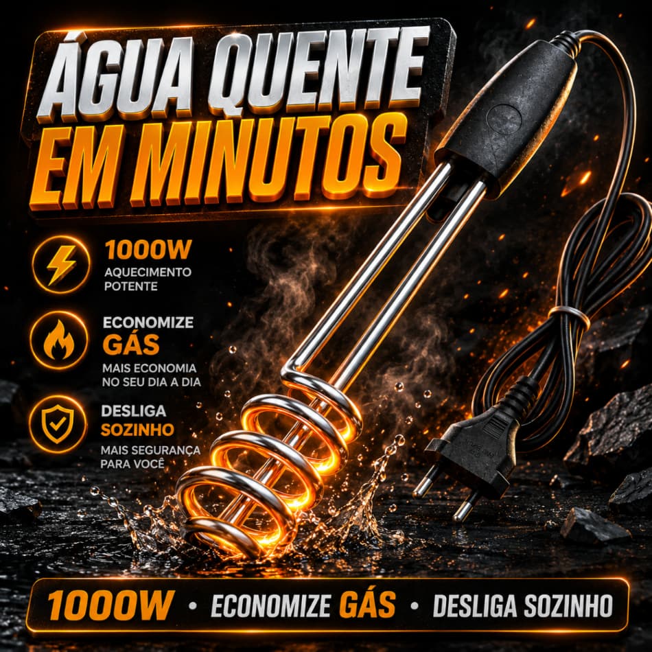 Ebulidor Elétrico Água 1000W Rabo Quente Rápida Economia Gás