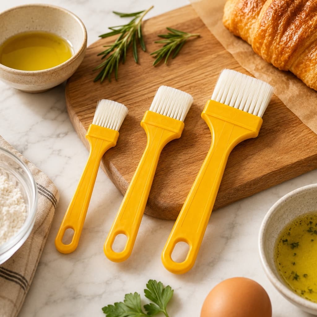 Kit 3 Pincéis Culinários de Cozinha para Untar Assadeiras Massas Carnes com Manteiga Azeite Gema Molhos e Marinadas