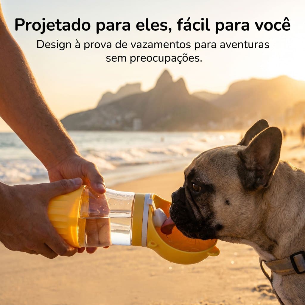 Copo 2 em 1 para Pets com Compartimento de Ração 240ml+180ml | Bebedouro + Porta-Ração | Bandeja O-Largo não Molha o Foc