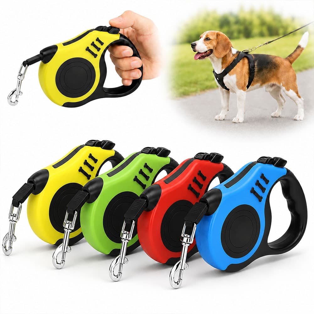 Guia Retrátil Pet 5 Metros com Trava Segurança para Cães e Gatos até 40kg Coleira Resistente Cor Aleatória
