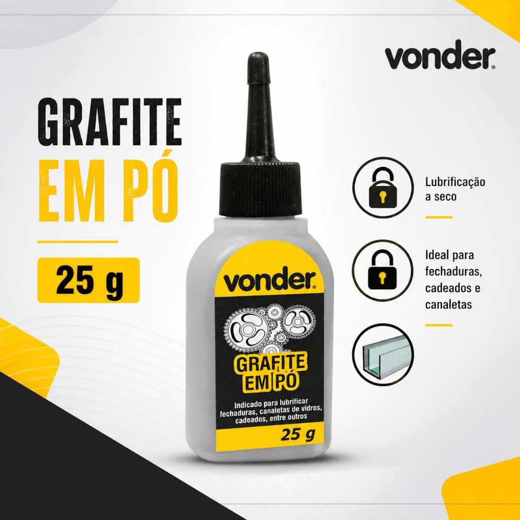 Grafite em Pó Vonder 25g Lubrificante Seco para Fechaduras Cadeados e Canaletas