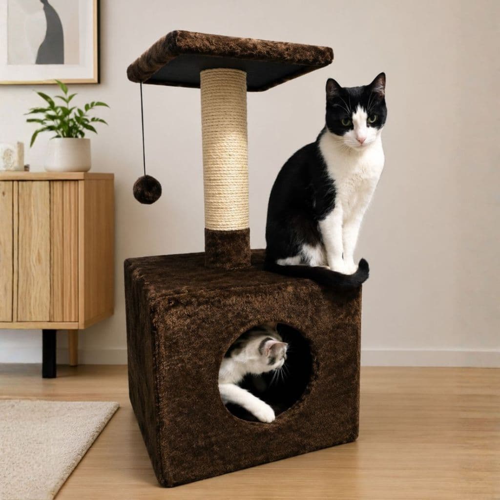 Casinha arranhador grande  para gatos caixa com banco