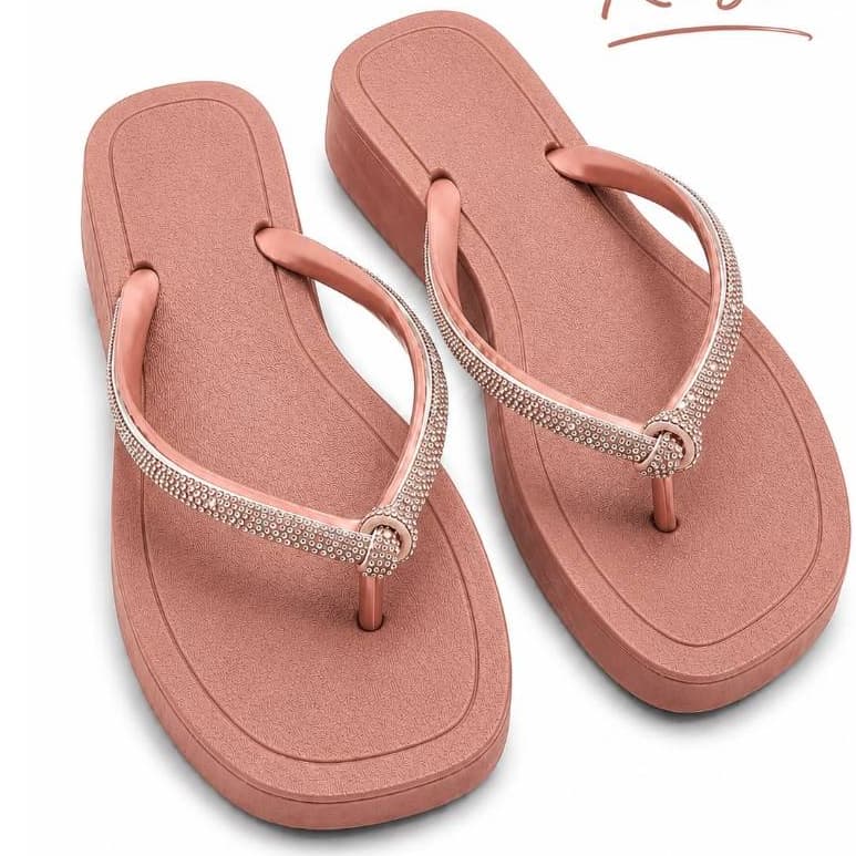 Chinelo Quadrado feminino Sandália de Dedo Borracha Macio e Confortável