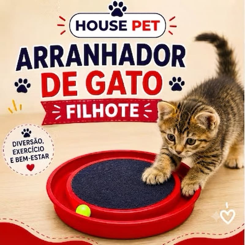 Brinquedo Arranhador Redondo Com Bolinha Interativo Relax Antiestresse Para Gatos Filhote