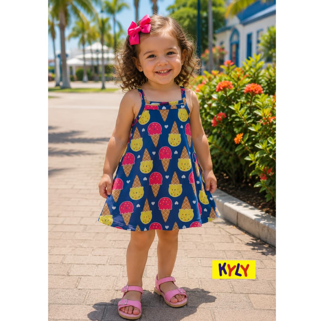Vestido Infantil Verão Kyly 100% algodão 1 ao 3 1001771