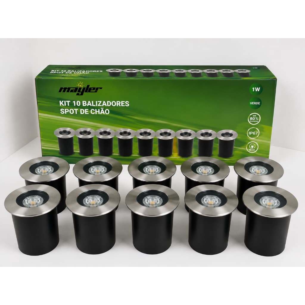 Kit balizador de chão 1W verde spot de chãi IP67 resistene à água Mayler 80% econômia