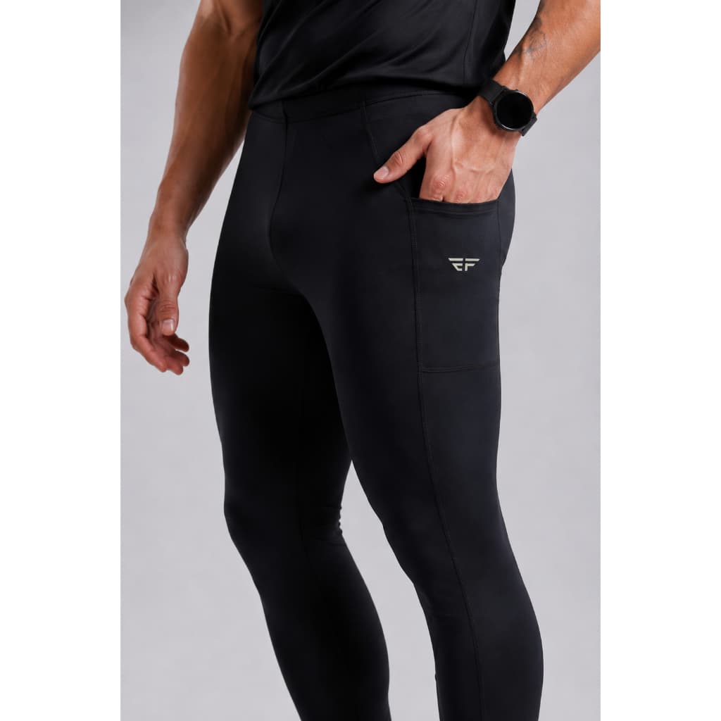 Calça Legging Masc Compressão Corrida Pro Racing Com Bolsos