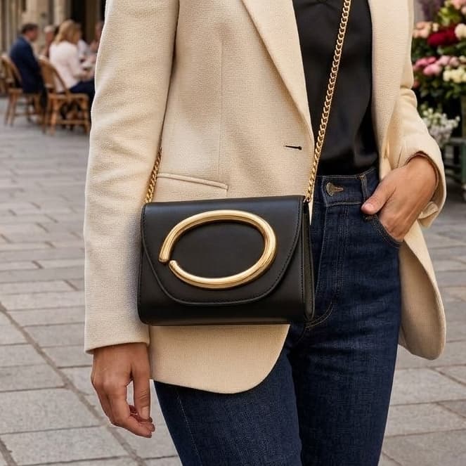Bolsa Tiracolo Feminina Transversal Clutch Sofisticada Corrente Dourada Casual Festa Evento Social