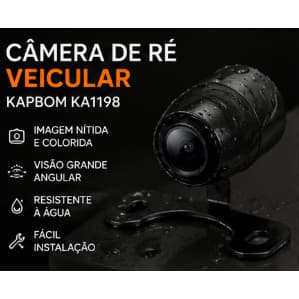 Câmera de Ré Veicular Kapbom KA1198 Universal HD Grande Angular Estacionamento Fácil Instalação