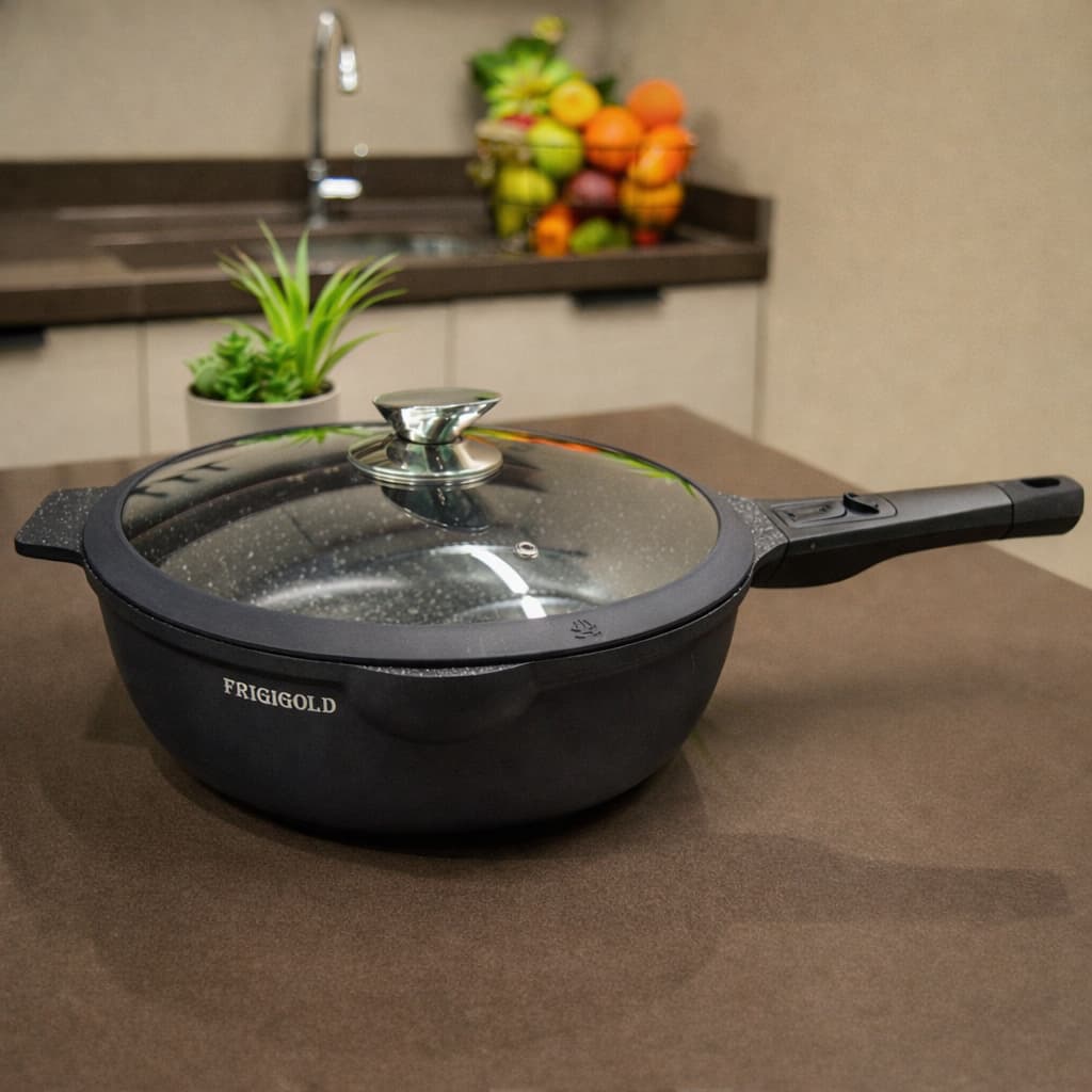 Frigideira 28cm Cabo Removível Frigigold Vai ao Forno Vira Assadeira Fundo Indução Grande