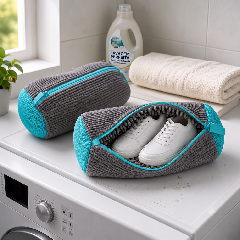 Saco Para Lavar Tênis Na Máquina Com Zíper Protetor Bolsa Para Sapatos Calçados Reutilizável ENVIO IMEDIATO