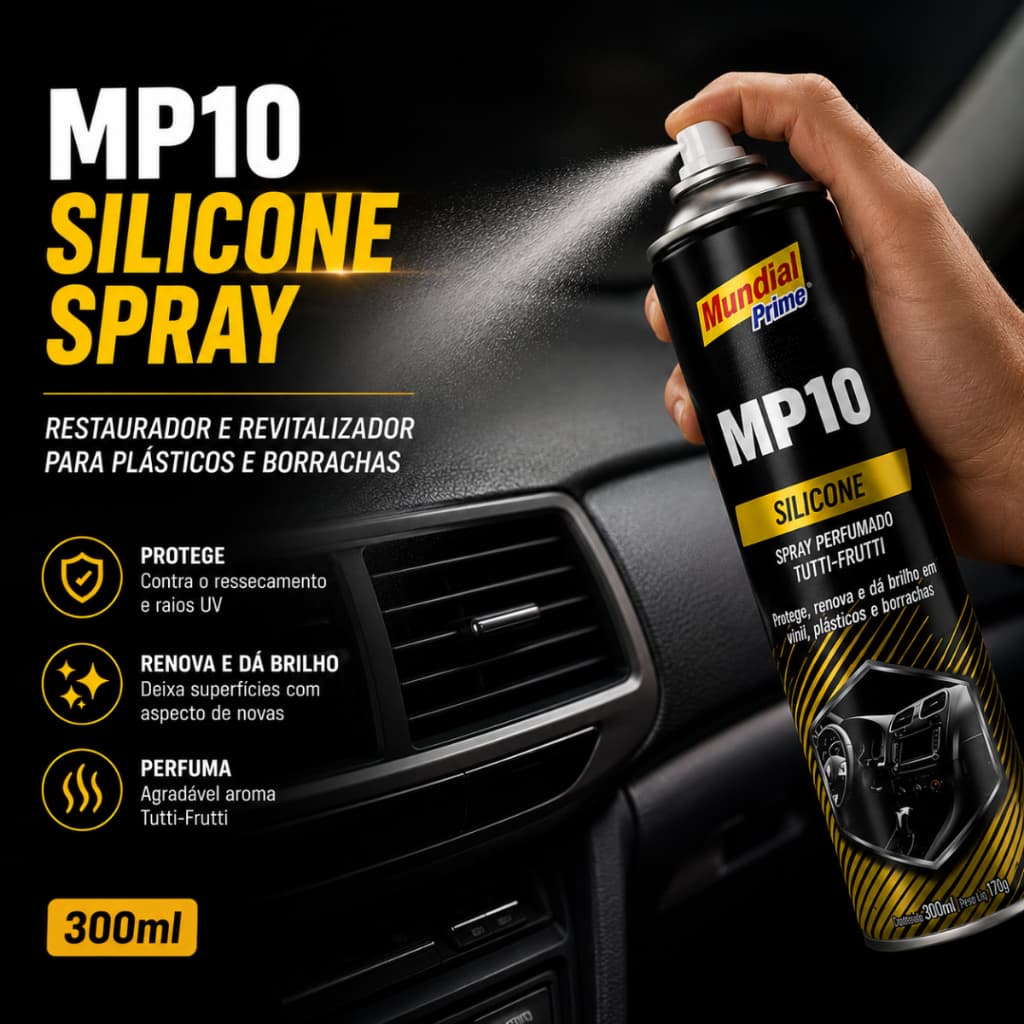 Silicone Spray Perfumado Automotivo Tutti-Frutti Restaurador Revitalizador Painel Plástico Borracha 300ml
