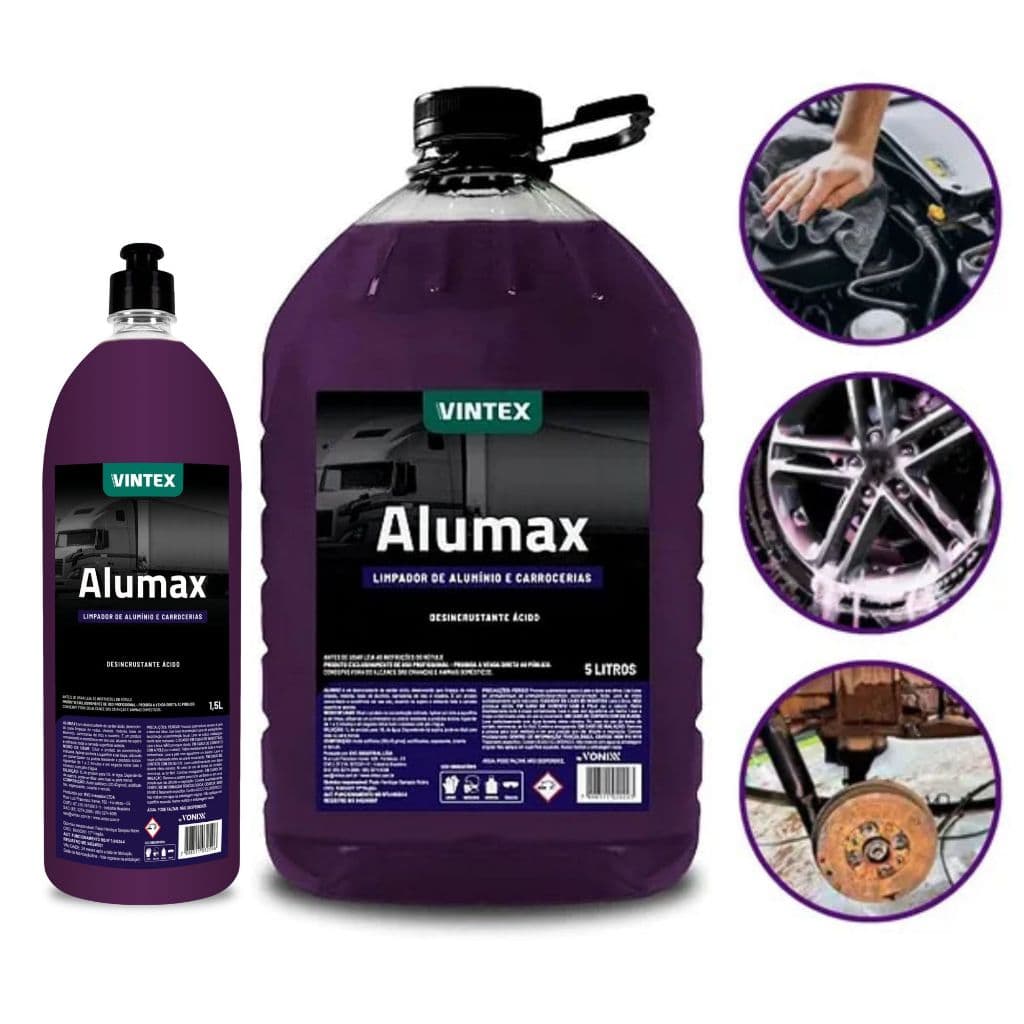 ALUMAX VINTEX - LIMPADOR DESINCRUSTANTE PARA ALUMÍNIO, CARROCERIAS, CHASSIS, MOTORES E RODAS