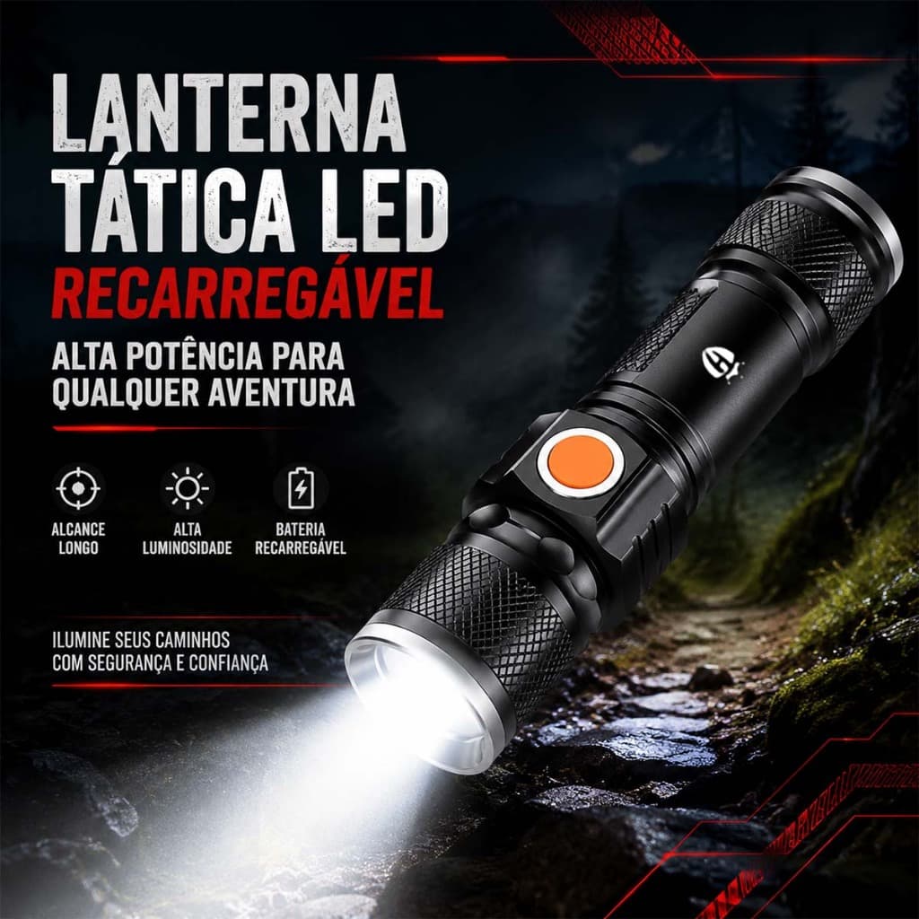 LEHMOX T9 P50 Super Bright USB Rechargeable Tactical Flashlight, Ideal for Farms, Camping, Night Security.