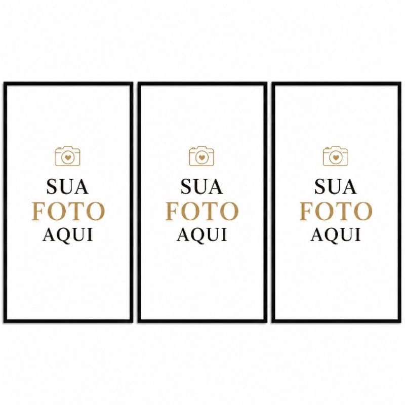 Kit Quadro Decorativo 3 Peças Personalizado com Foto Família Casal Bebê Presente Sem Moldura