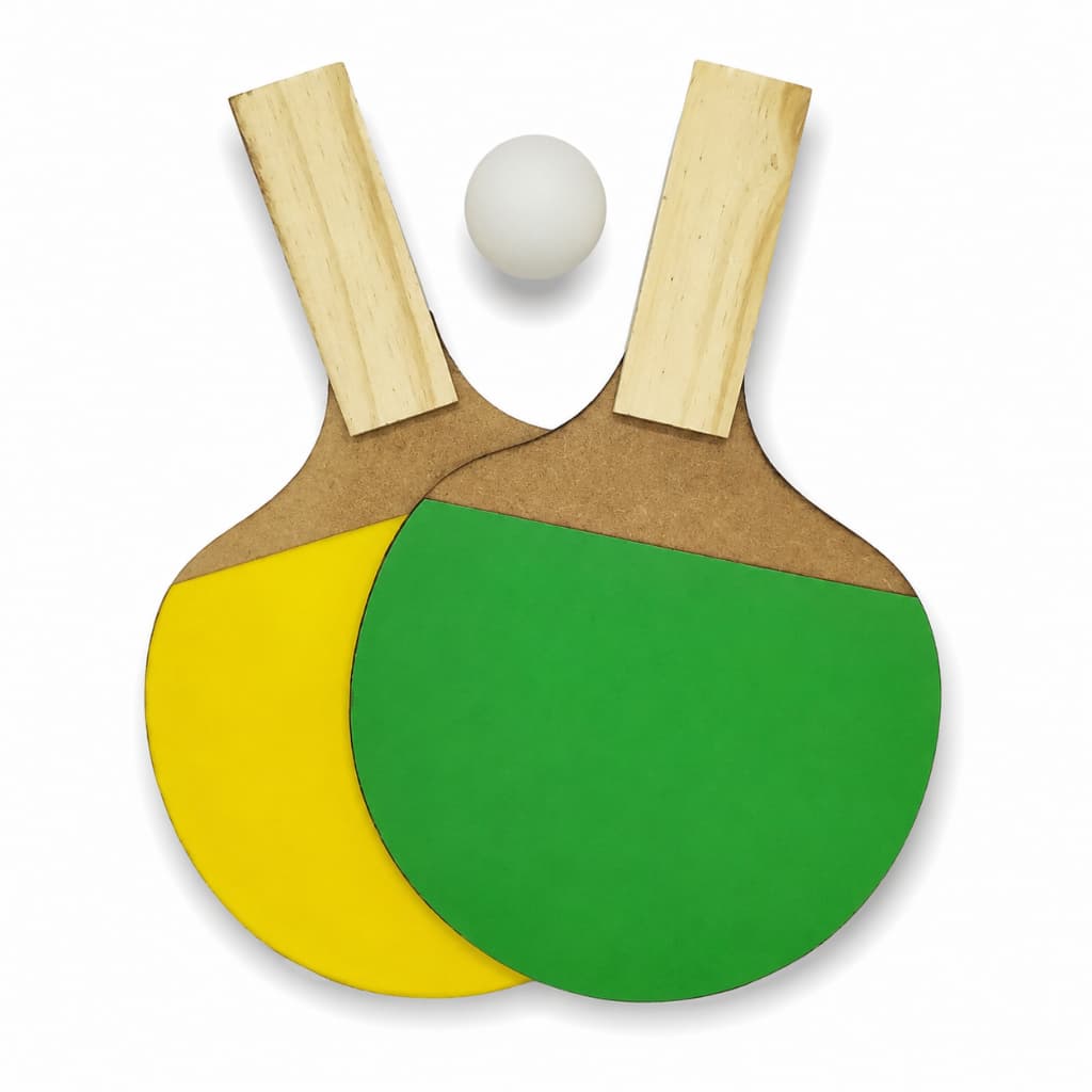 Raquetes Ping Pong Tênis De Mesa  + 1 Bola Vermelho Mdf