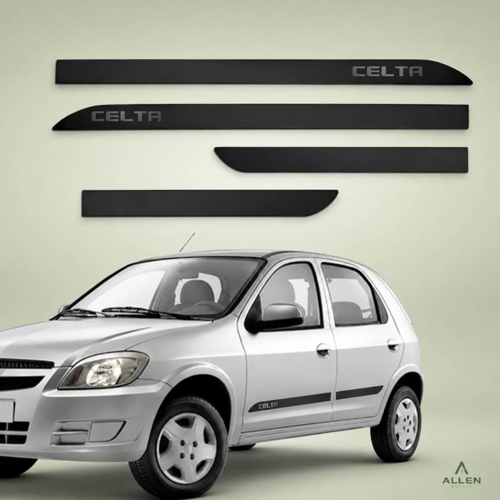 Jogo Friso Lateral Chevrolet Celta 2009 a 2020 Protetor Porta 4 Portas Premium ABS