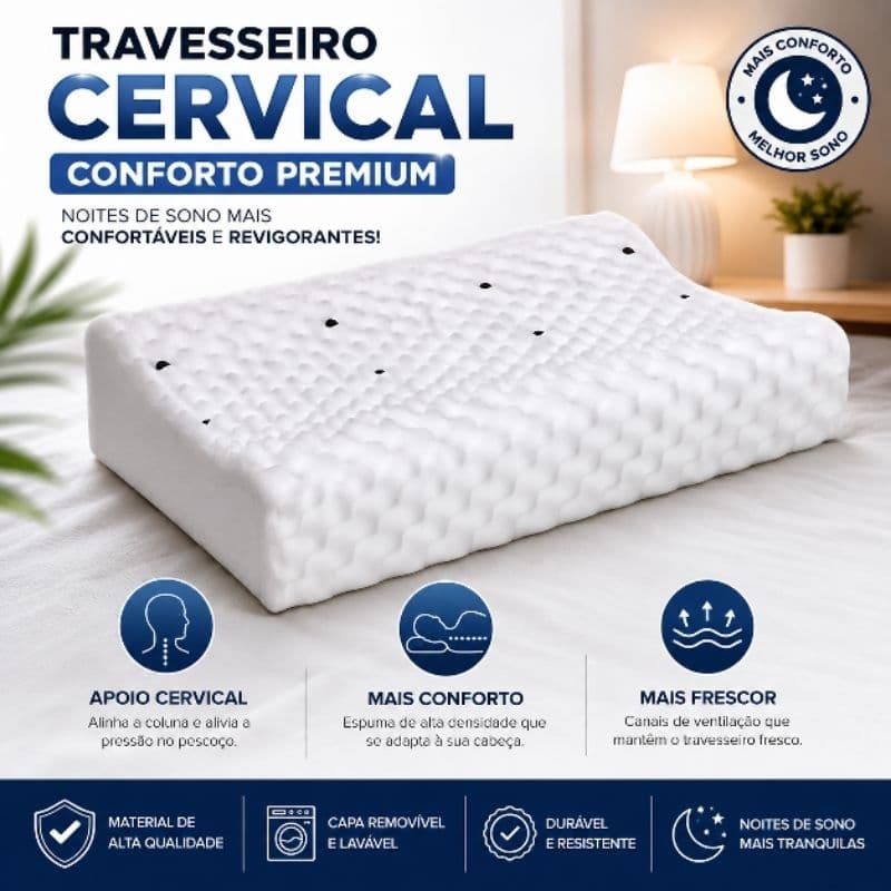 Travesseiro CERVICAL ORTOÉDICO TERAPÊUTICO Pillow MAGNÉTICO Infravermelho Espuma