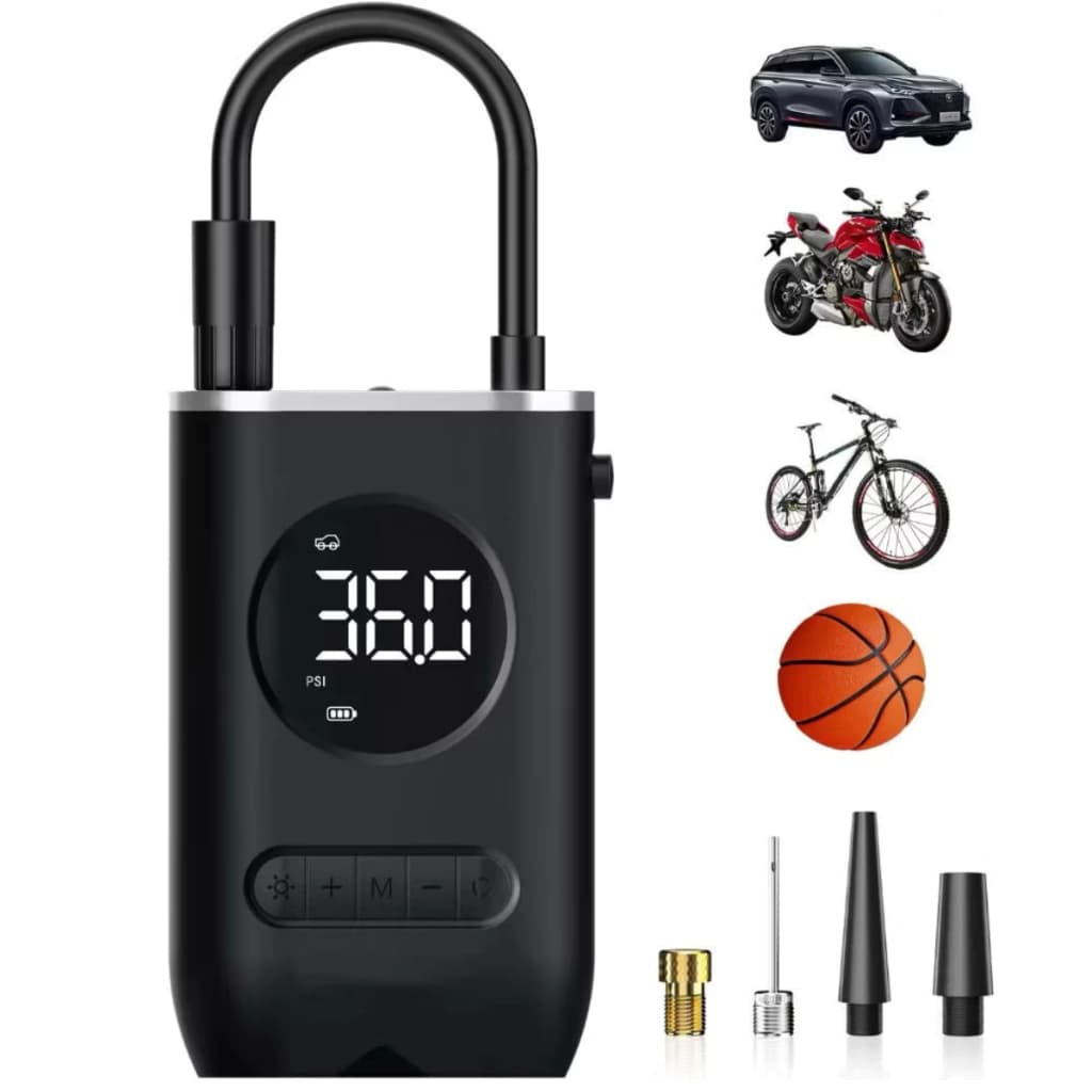 Mini Compressor de Ar Portátil sem Fio para Carro, Moto e Bicicleta + lanterna  top D+