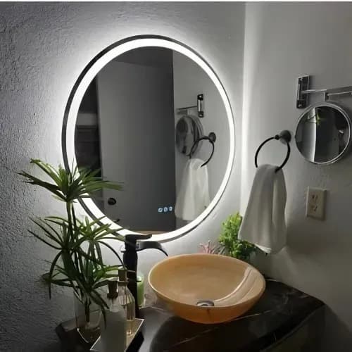 Espelho Redondo 60cm com LED e Desembaçador Quarto Banheiro