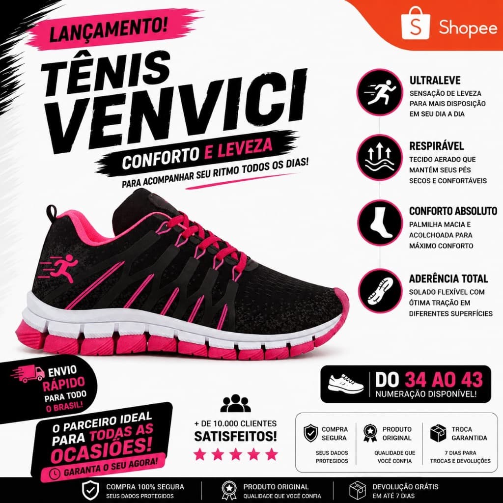Tênis Feminino Esportivo Academia Caminhada Macio De Verdade