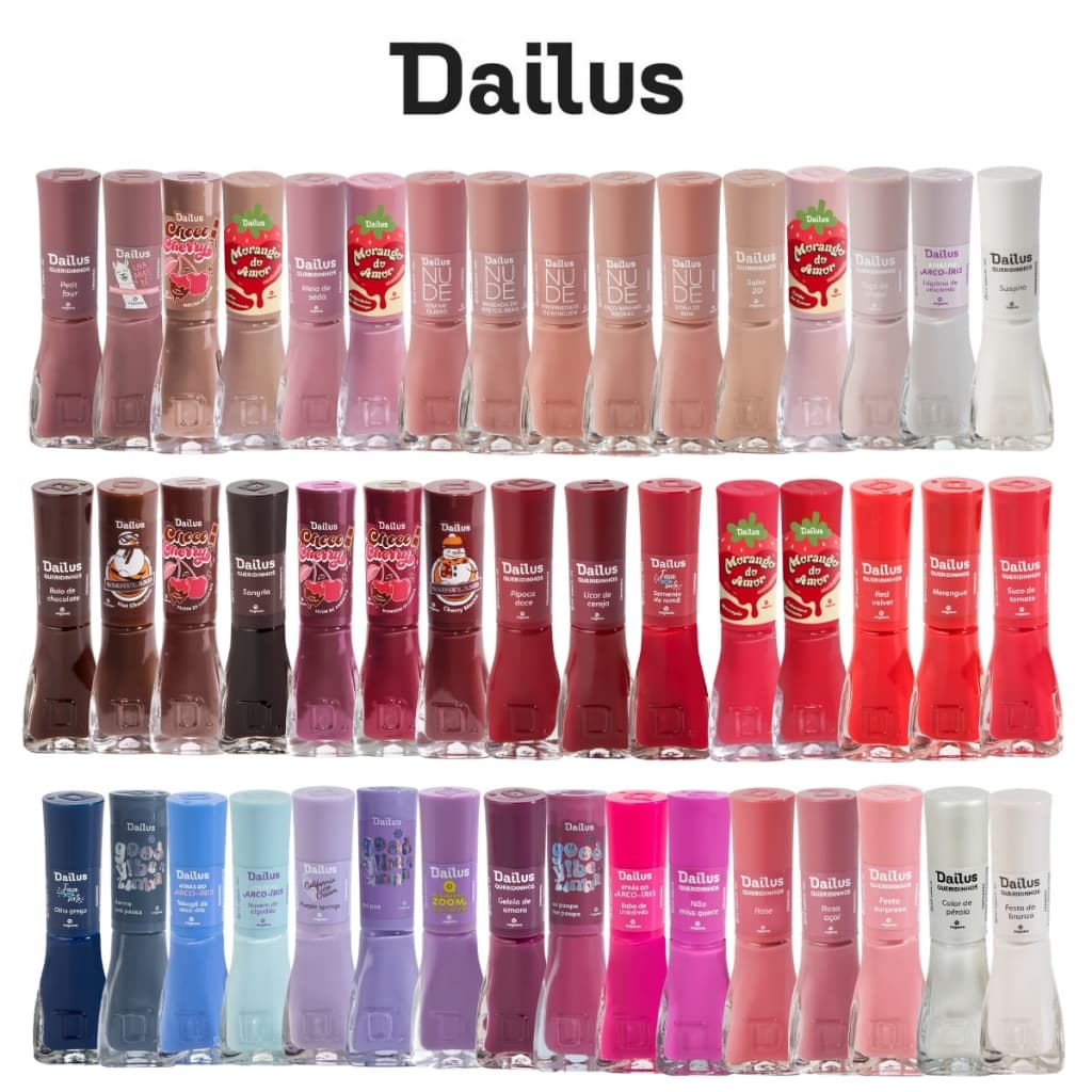 KIT ESMALTES DAILUS Tons Nude Vermelho, Lilas, Rosa, Preto  - ENVIO IMEDIATO ATACADO