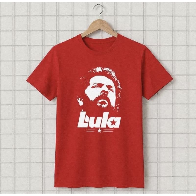 Camiseta Estampada Lula/pt 100% Algodão Fio 30.1 Unissex Manga Curta