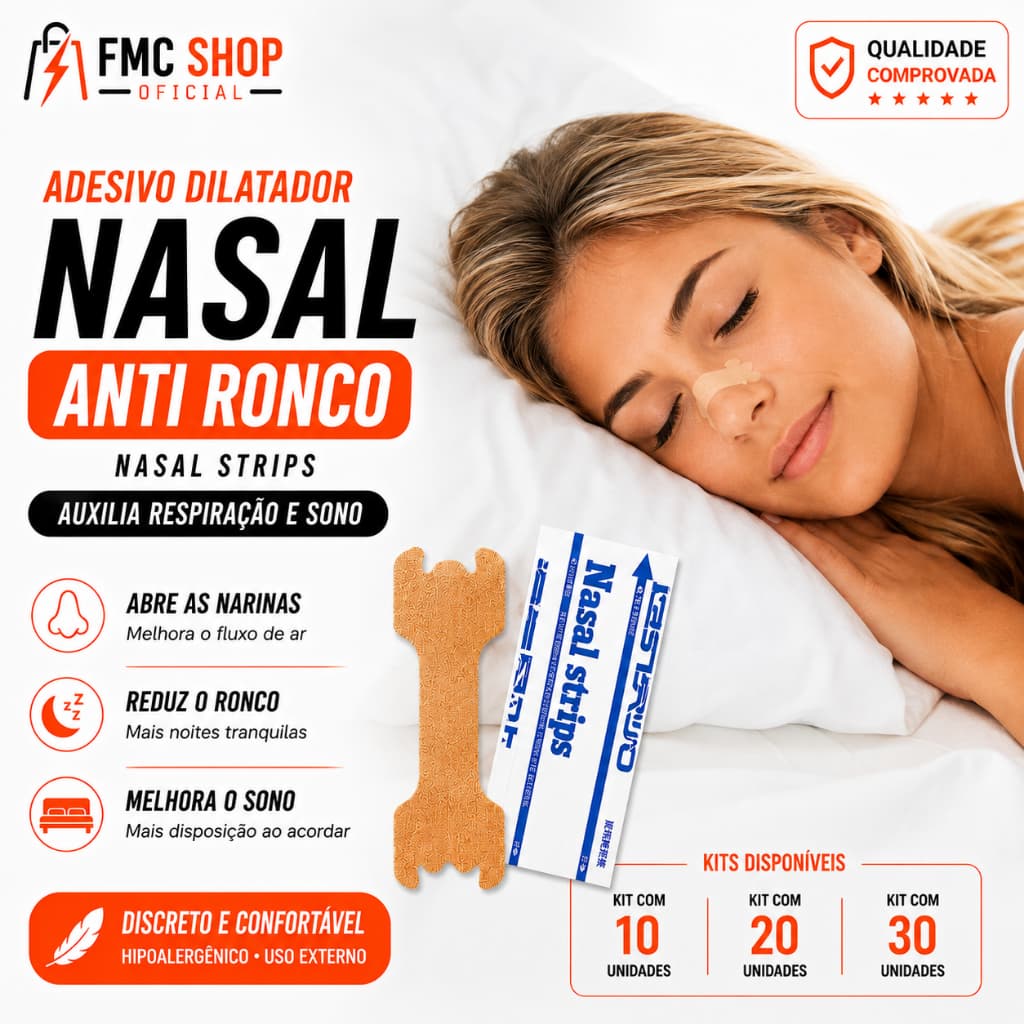 Kits 5/10/20/30 Adesivo Dilatador Nasal Anti Ronco Nasal Strips Fita Respiratória Auxilia Respiração e Sono Kit